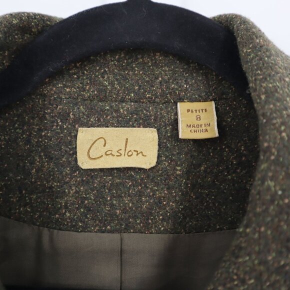 Caslon Silk Wool Overcoat Womens 8P Green Rich Auntie Core Quiet Luxury Academia - Picture 2 of 10